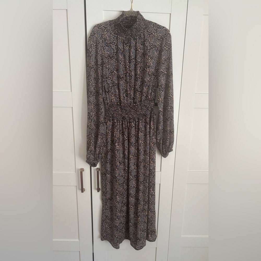 Free Press Animal Print Long Sleeve Mockneck Maxi Dress Size Small NWT